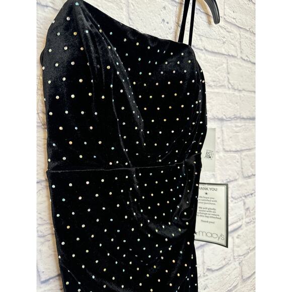 Crystal Doll Black Velvet Jewel Studs Formal Mini Bodycon Dress SZ 3 NEW w/Tags - Picture 1 of 3